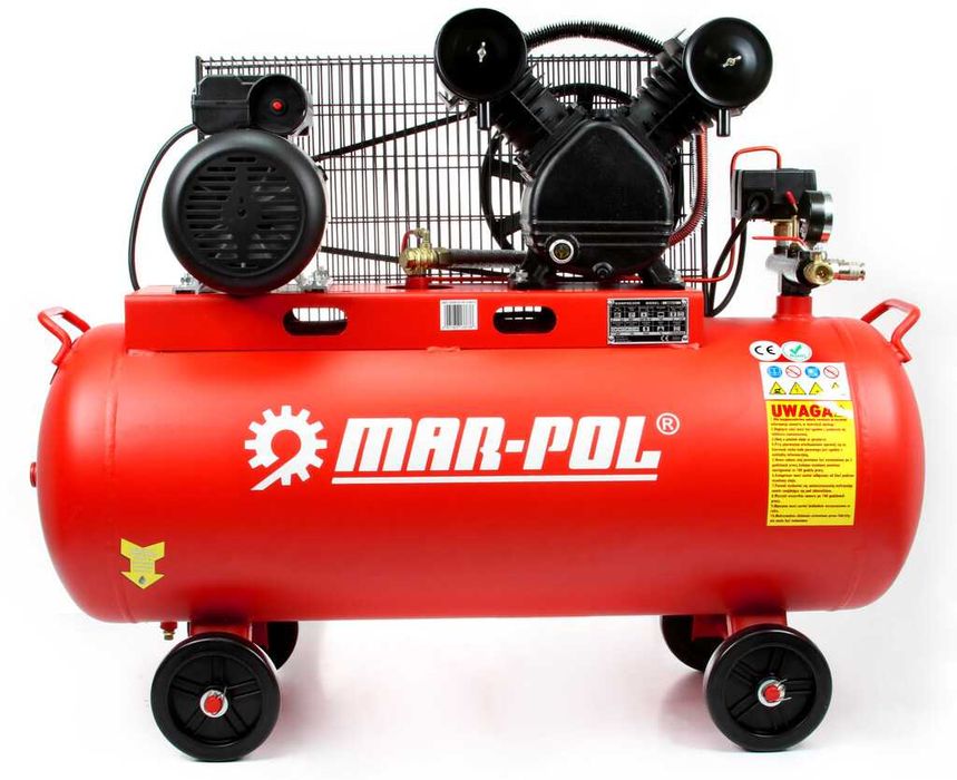 Kompresor Sprężarka 100L V 2 Tłoki MAR-POL + Zestaw