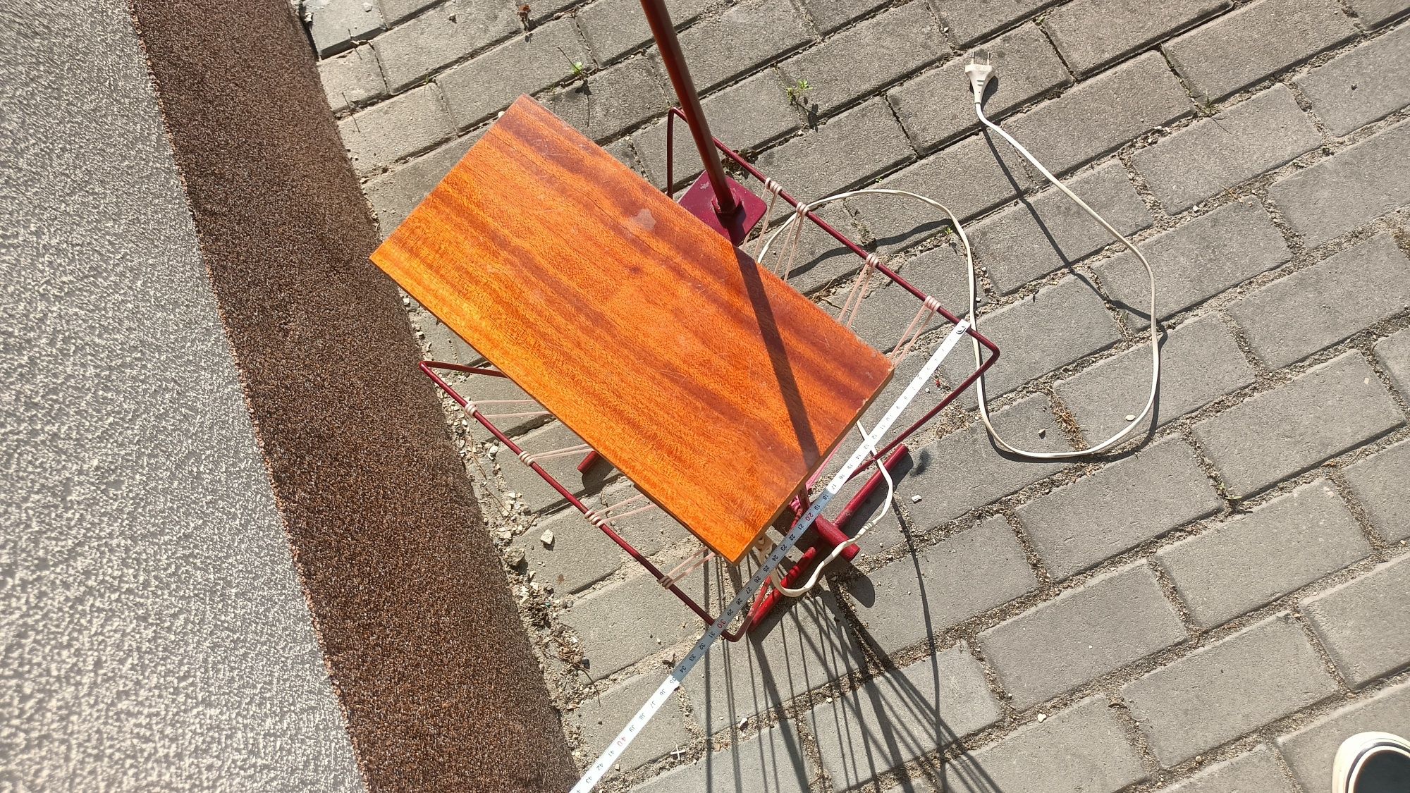 Lampa Stojąca Stolik Gazetownik PRL metalowa 160 cm stara vintage