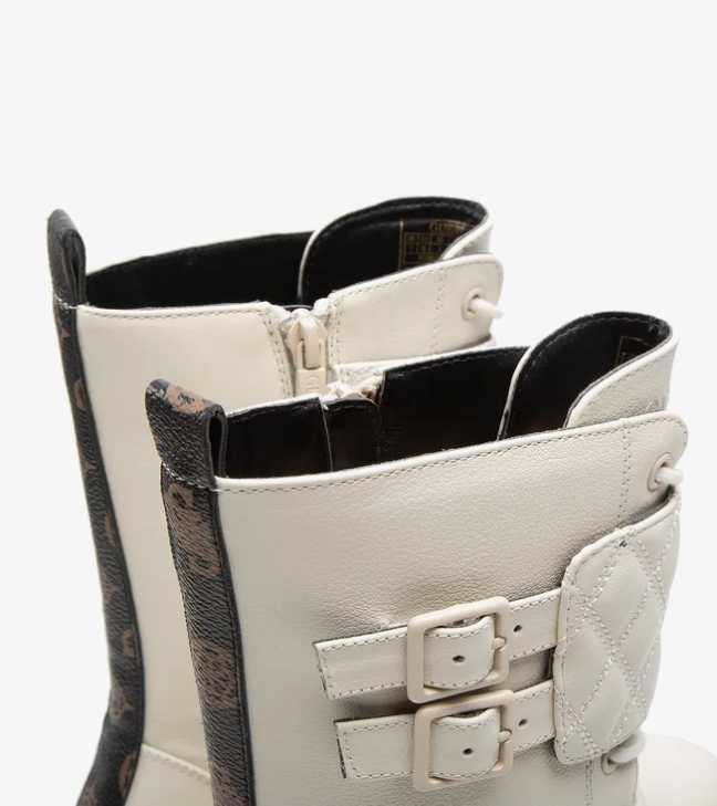 Guess Oryginalne buty botki Trapery wysokie FL7SER LEA10 Białe Modne
