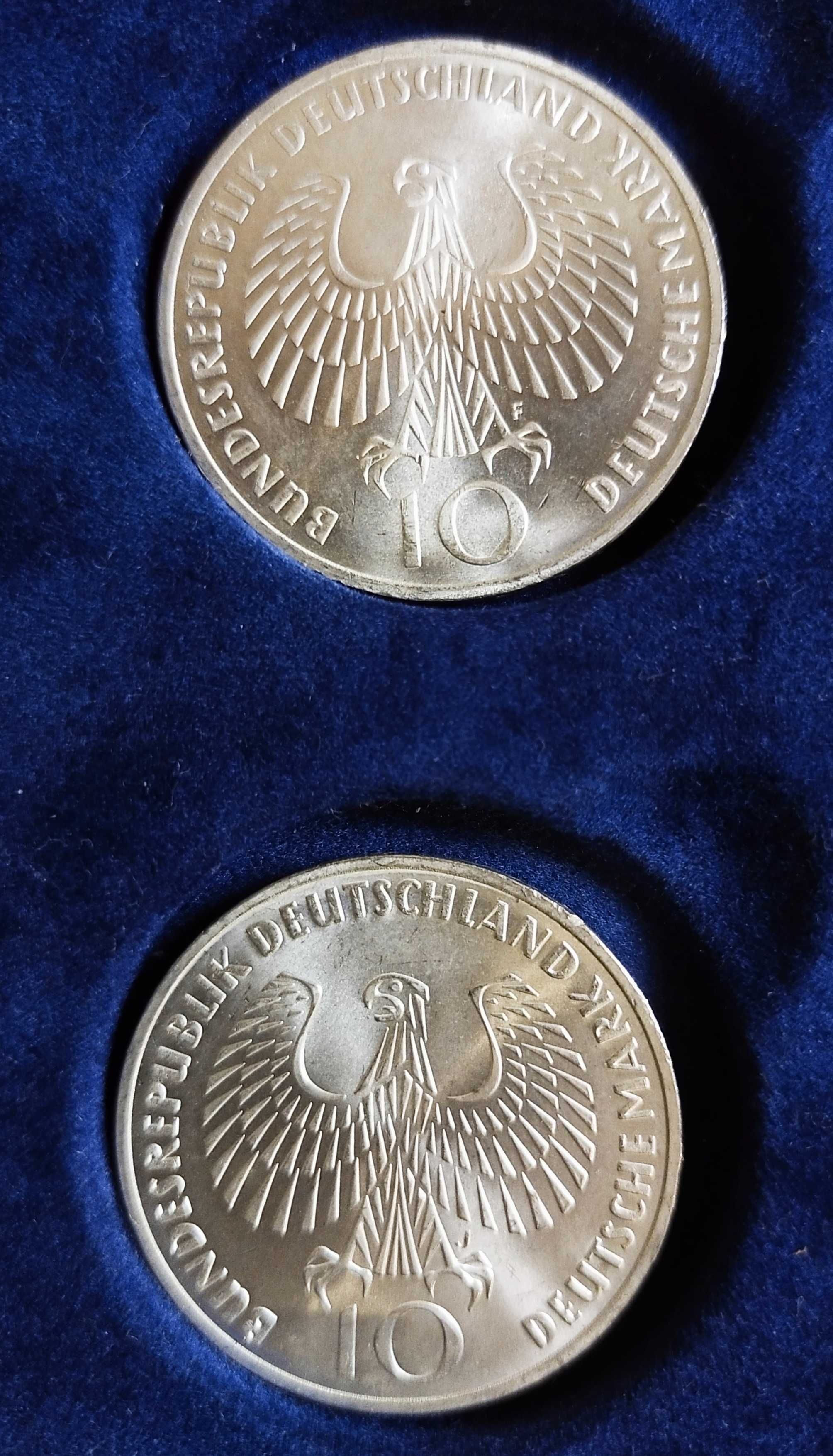 43 sztuk srebrnych monet 10 marek w tym 4 odmiany mennicy