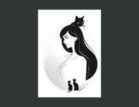 Plakat kobieta z kotami 4 do salonu/ sypialni -  50x70cm