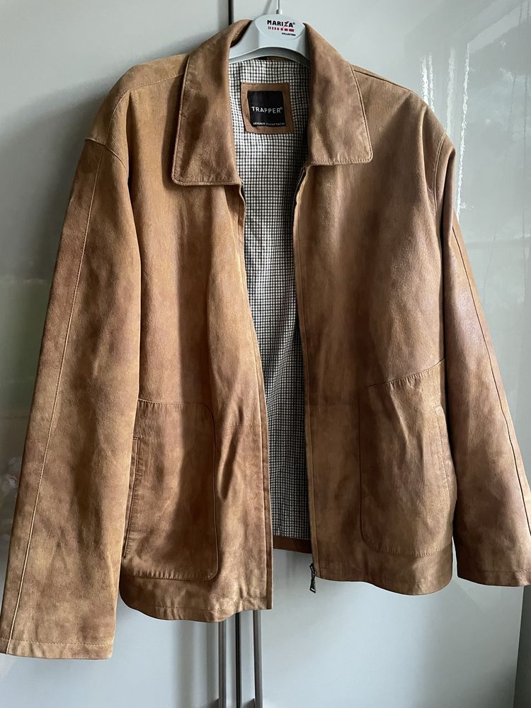 Kurtka skórzana skóra zamszowa Trapper roz XL skóra naturalna