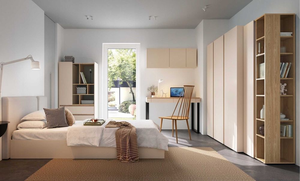 Zestaw mebli młodzieżowy szafa komoda regał sypialnia zieleń Beż HIT