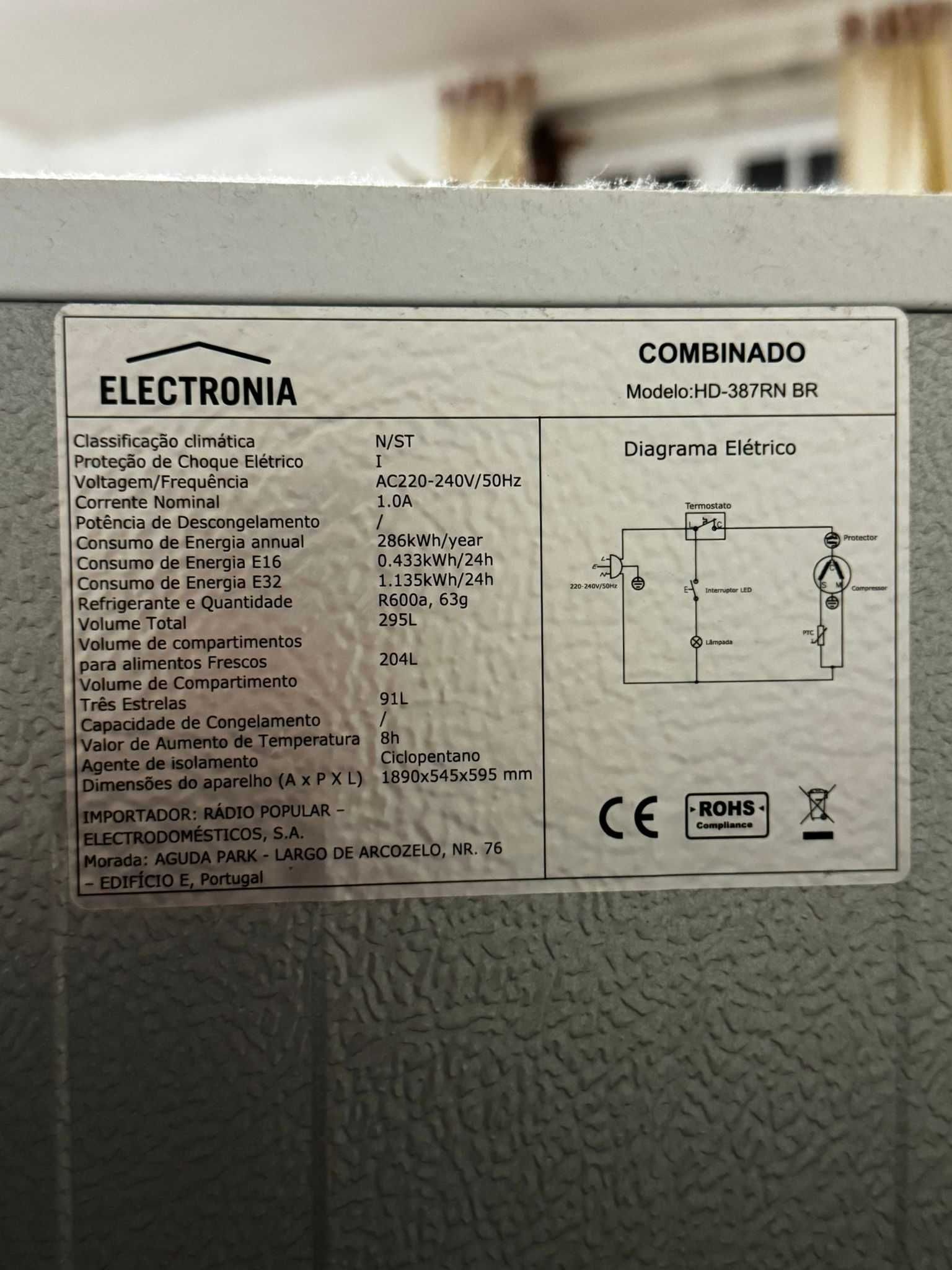 Frigorífico Combinado Electronia HD-387RN BR