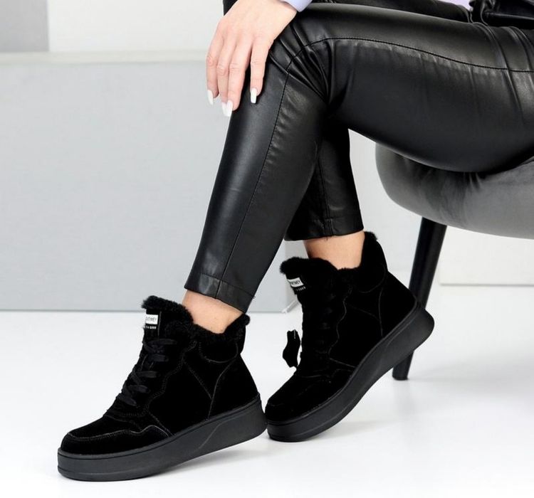 Жіночі черевики ботинки зимові замша та шкіра