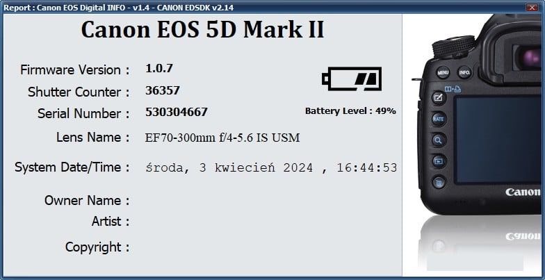 Aparat Canon EOS 5D Mark II (korpus)