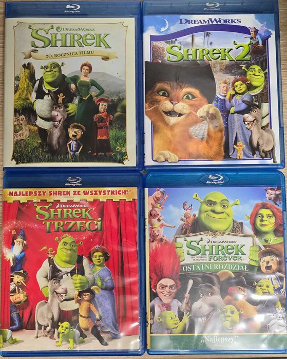 Bluray "Shrek" (1-4), wydania PL, stan BDB