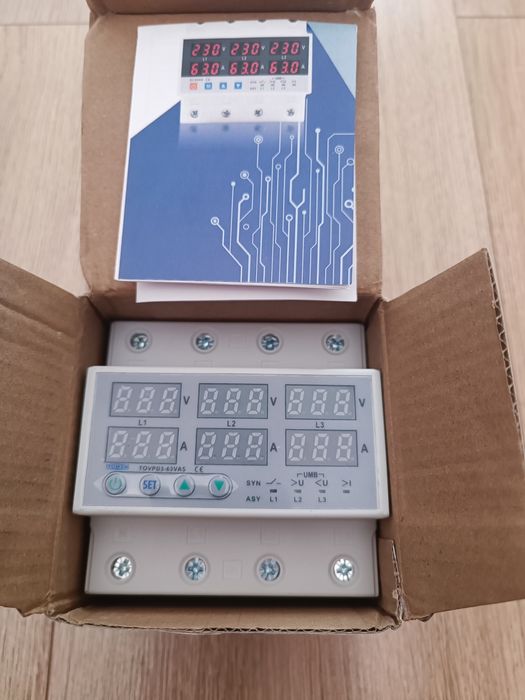 Цифрове  реле напруги 3x фазне TOMZN TOVPD3-63VAS 63А 3Р+N SYN ASYNC