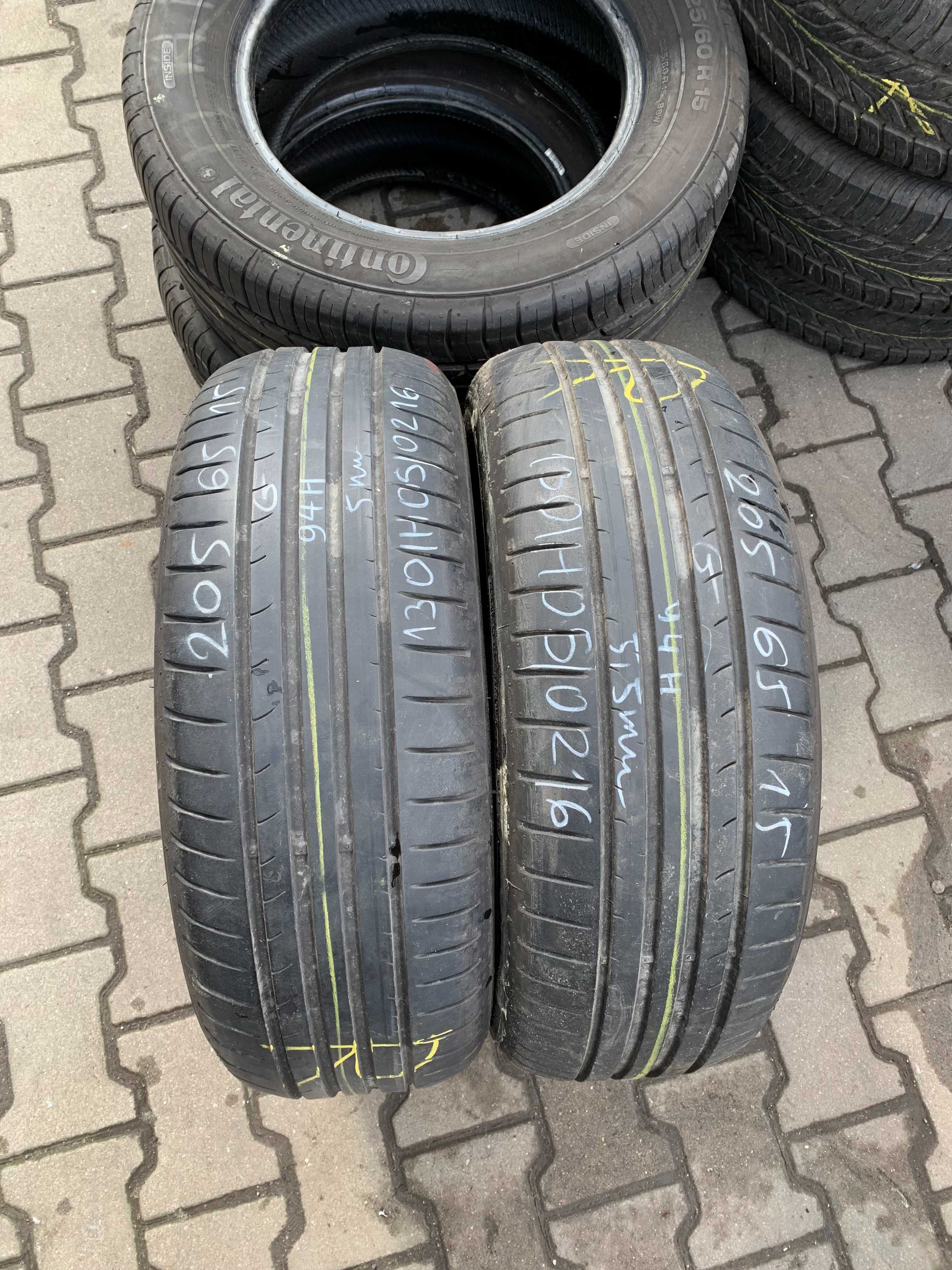 2 szt opony używane letnie 205/65r15 Dunlop Sport Blueresponse