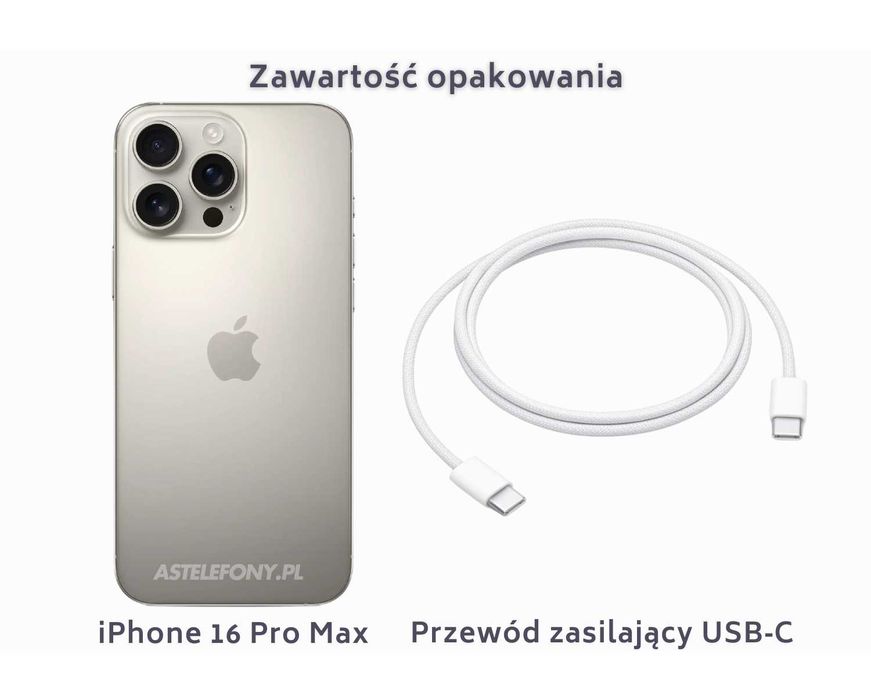 NOWY iPhone 16 Pro Max 256GB Tytan Naturalny 5000zł Żelazna 89 W-wa