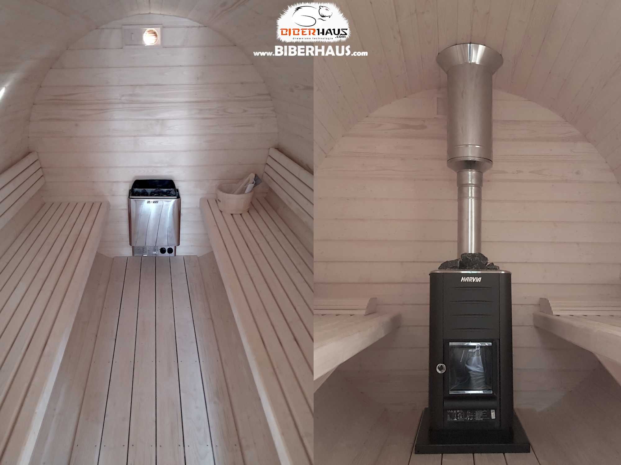 SAUNA Ogrodowa 400cm + PRZEDSIONEK zew +Akcesoria + BECZKA 500L GRATIS