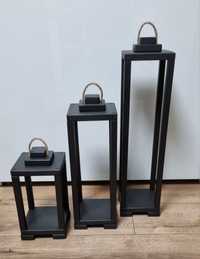 Trzy lampiony drewniane czarne