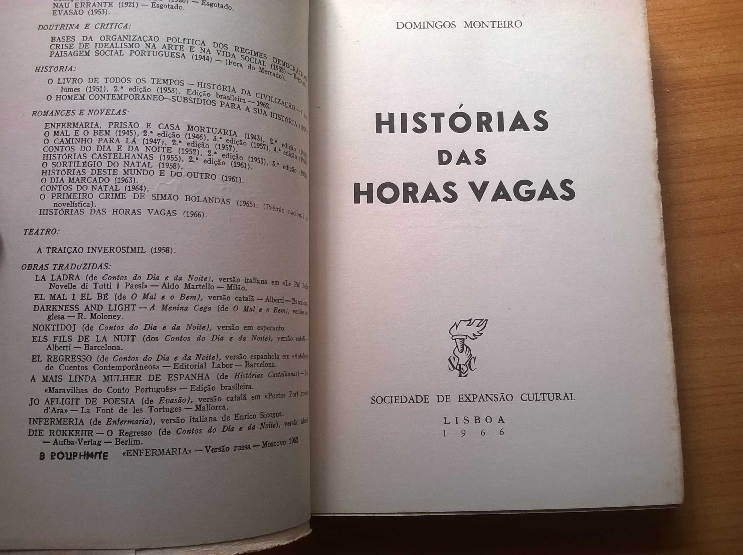 Histórias das Horas Vagas (1.ª ed.) - Domingos Monteiro