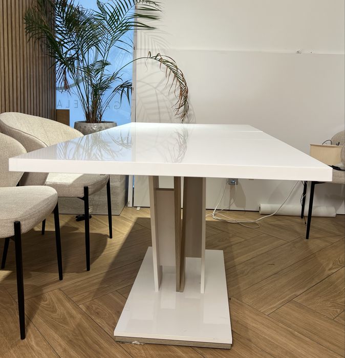 Stół biały rozkładany – 120/160 x 80 cm, wys. 76 cm