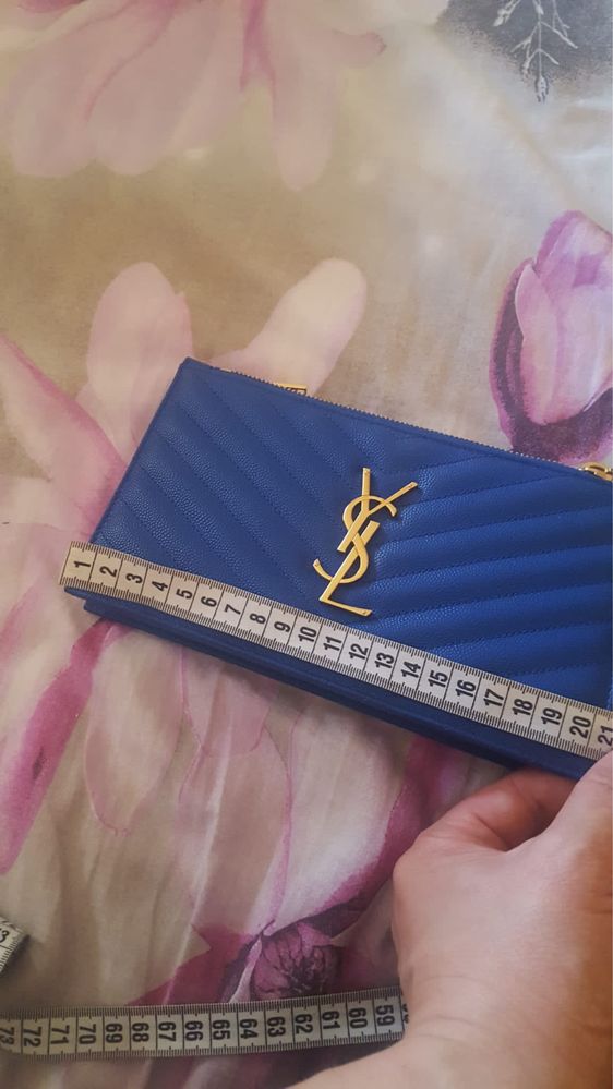 YSL cardholder + clutch blue