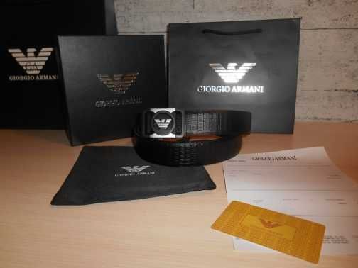 Emporio Armani Męski pasek firmowy, skóra naturalna 164