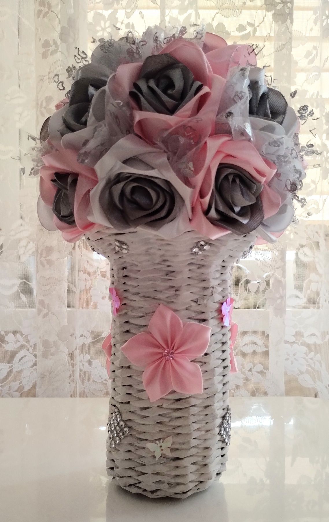 Stroik z róż na prezent ozdoba bukiet - handmade