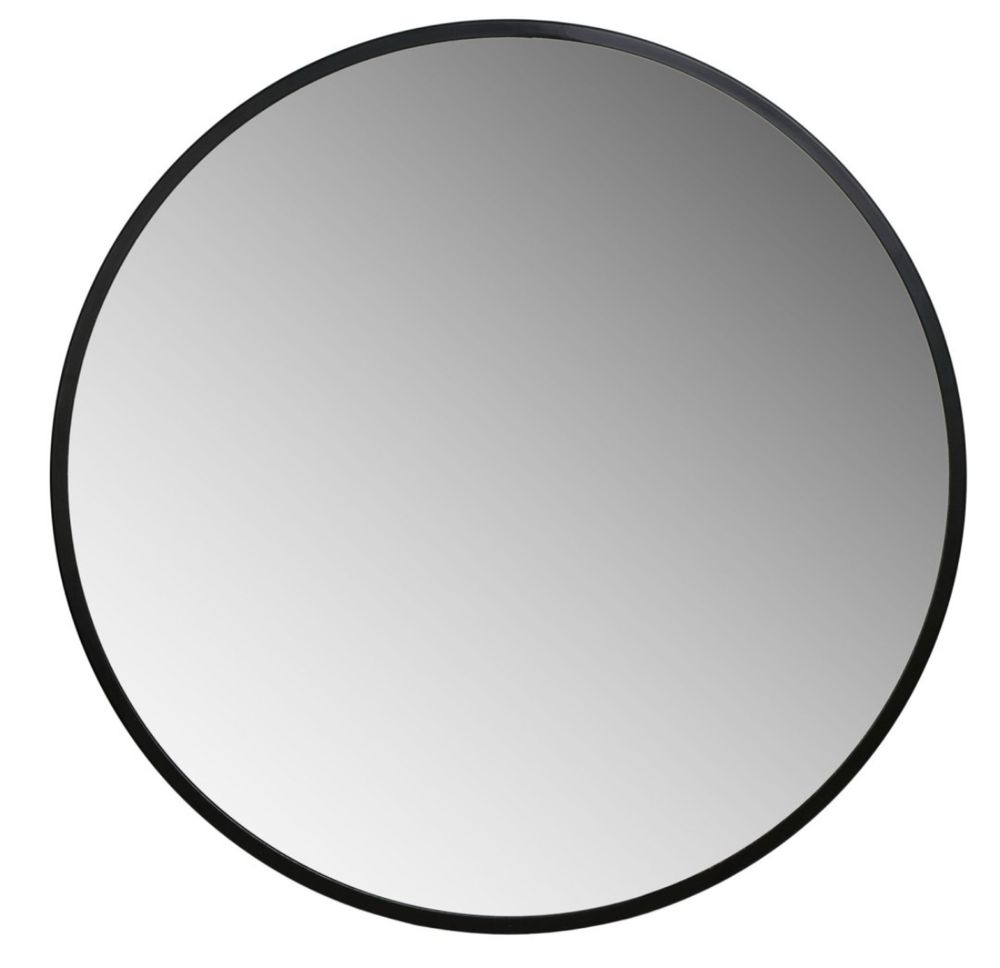 Lustro Okrągłe Ścienne Wiszące w Metalowej Ramie 60 cm Czarne