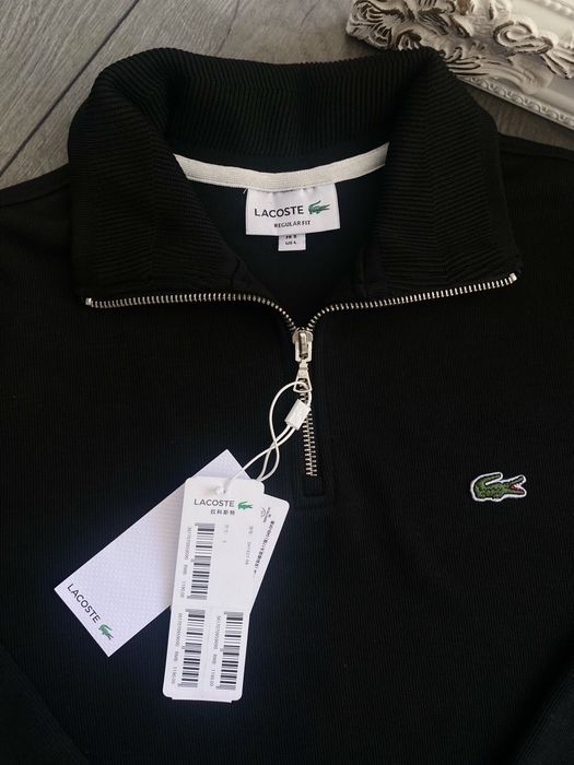 Кофта Lacoste, зипка полузамок 1/3, зип, чорна кофта лакосте
