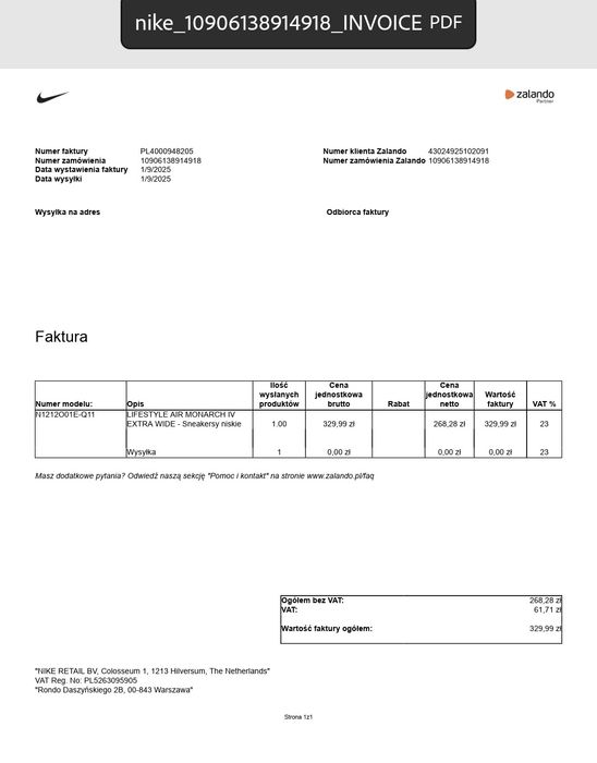 NIKE Lifestyle Air Monarch IV Extra 40.5 Wide na gwarancji