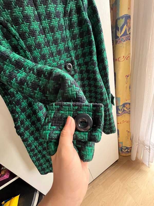 Płaszcz wiosenny H&M w pepitkę 36, 80% wełny
