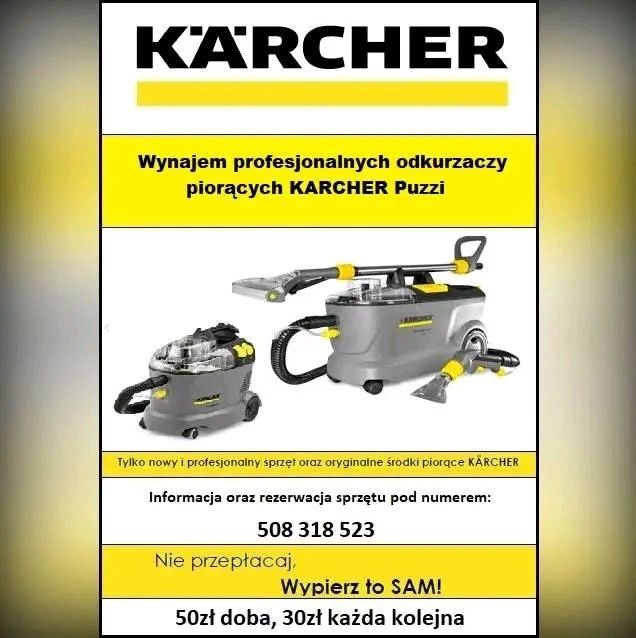 Odkurzacz piorący pranie tapicerki Karcher puzzi wynajem