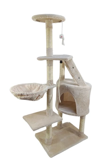 UŻYWANY Drapak dla kota domek drabinka legowisko lina; PH8012-BE 125cm