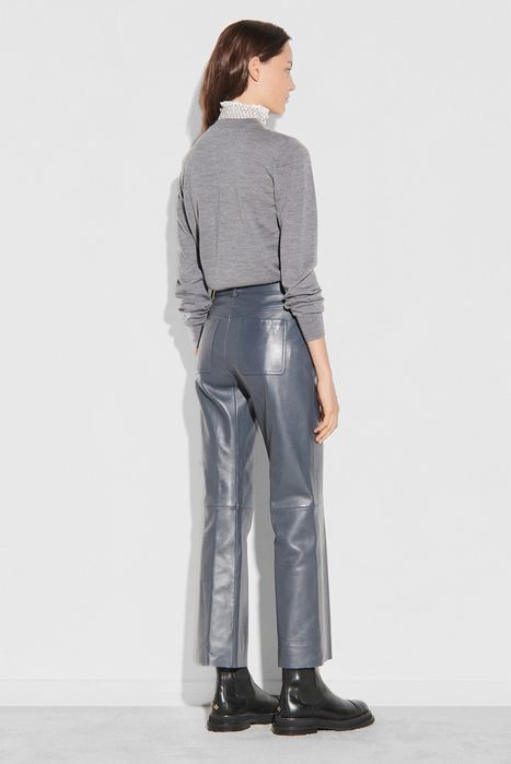 Шкіряні штани Sandro сірі, розмір 36 EU, натуральна шкіра