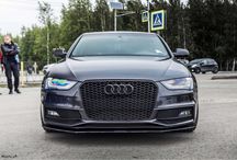 Решетка радиатора Audi A4 B8 2012-2015 стиль RS4 черный глянец