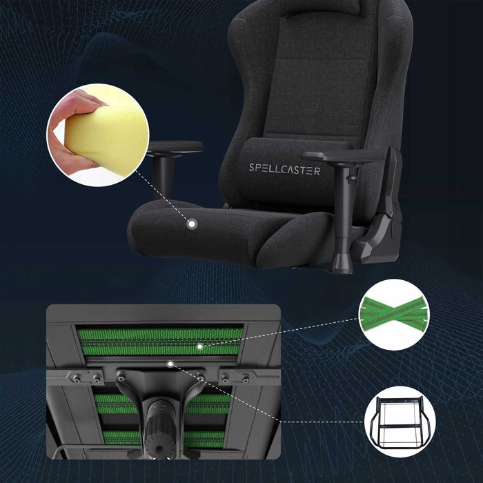 fotel gamingowy materiałowy obrotowy biurowy gracza kubełek sense7