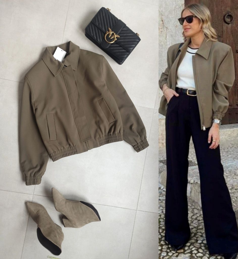 Zara kurtka khaki bomberka XS 34 luźna