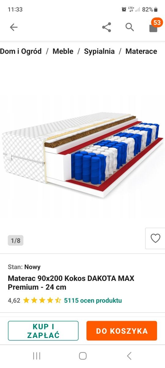 Sprzedam dwa materace o szerokości 90 cm. Nowe