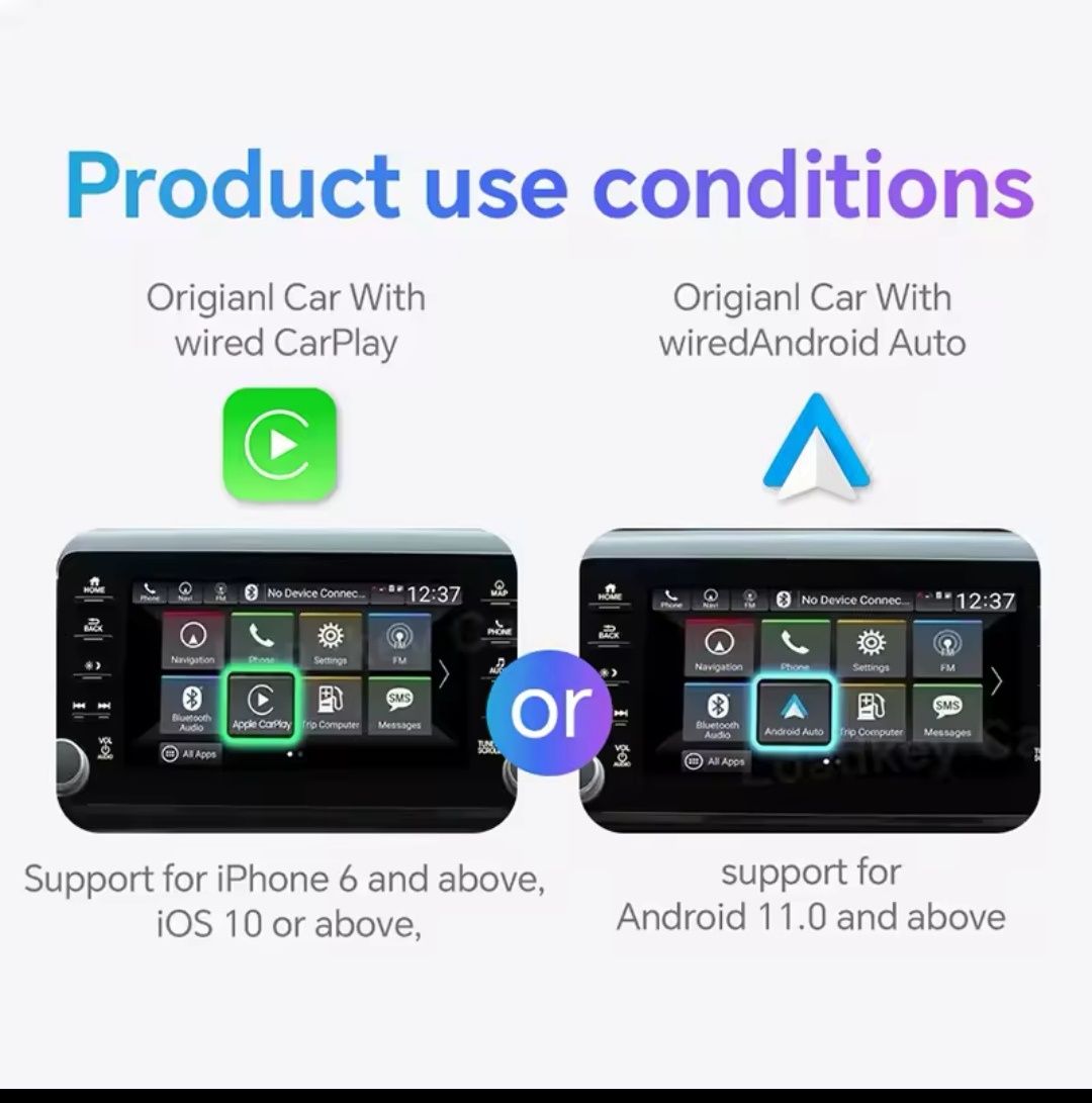 Adapter USB 2w1  android auto/car play przewodowy zmienia na bezprzewo