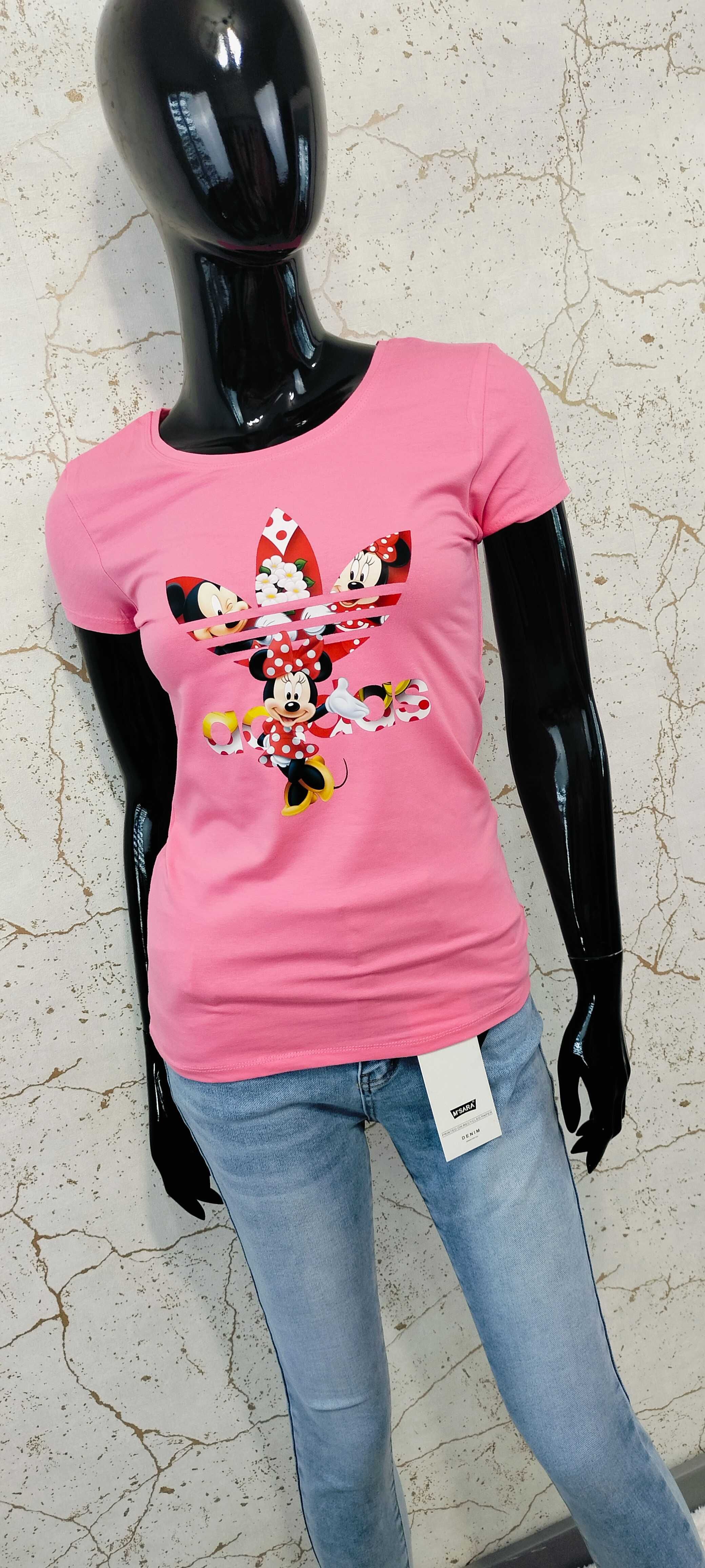 Bluzka, T-shirt Krótki Rękaw Miki Różowa M