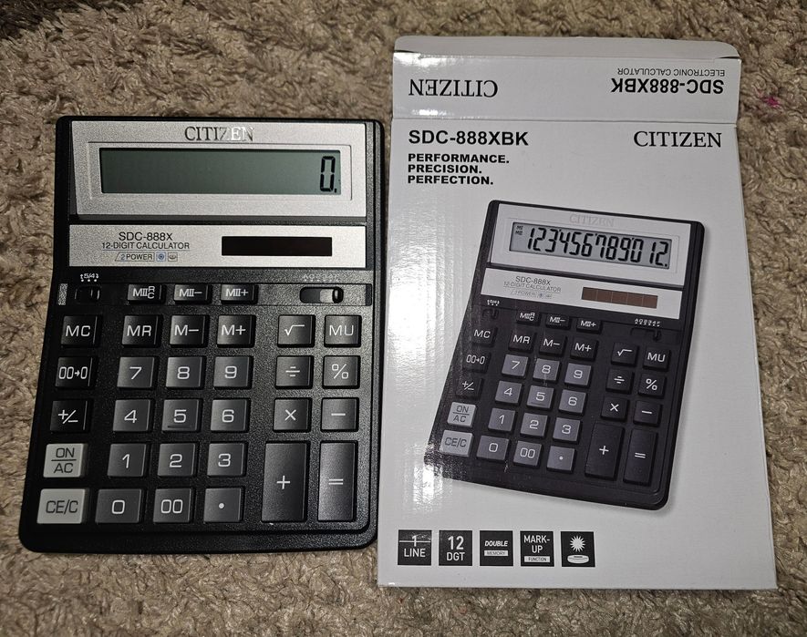 Калькулятор Citizen SDC-888 XBK, новий дизайн, чорний