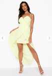 Boohoo Limonkowa sukienka maxi 40 bandeau druhna wesele