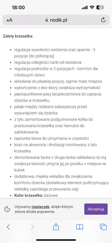 Krzesełko do karmienia Espiro Mokka