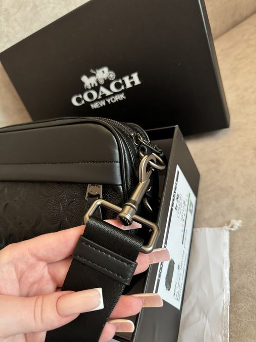Сумка Coach коуч коач месенжер шкіряний через плече бананка