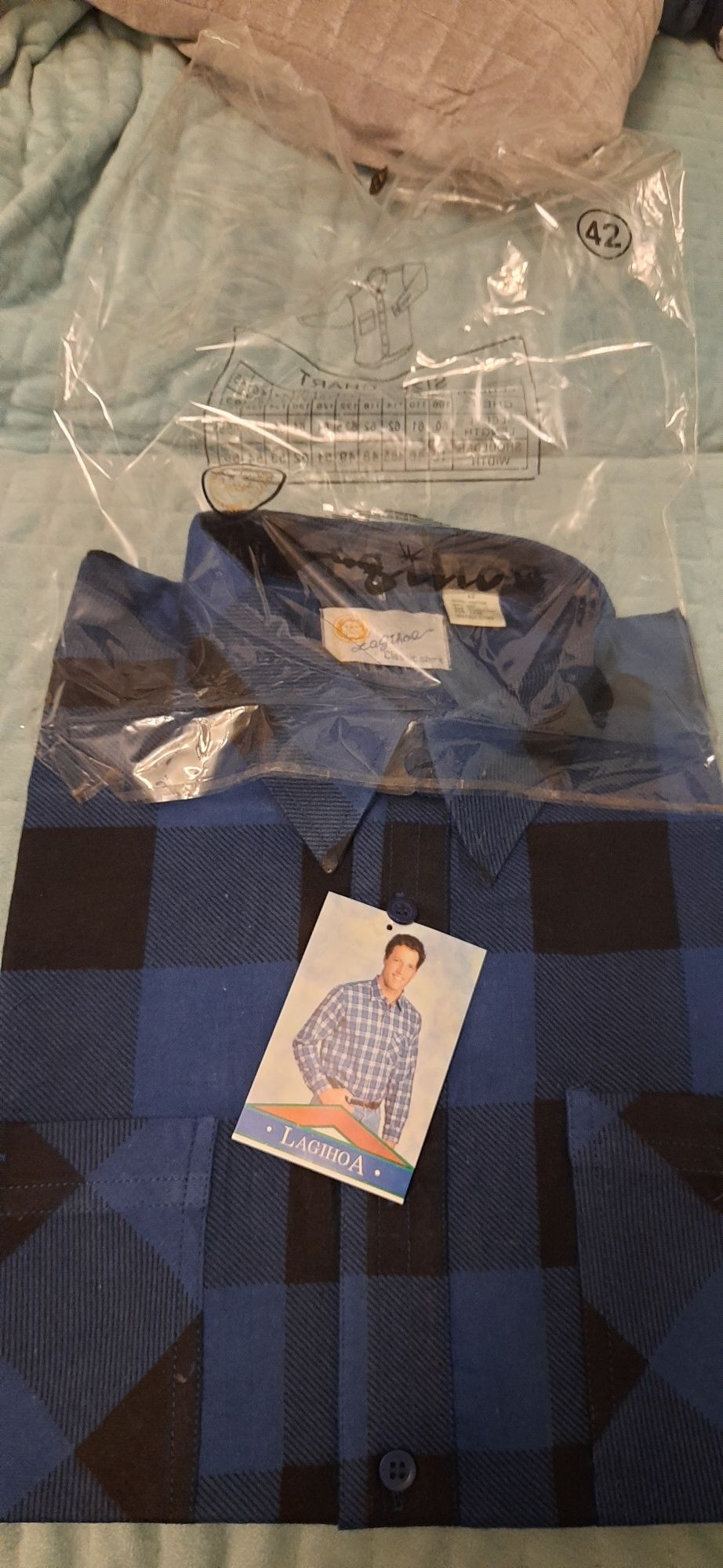Nowa bawełniana koszula męska w kratę r. 42