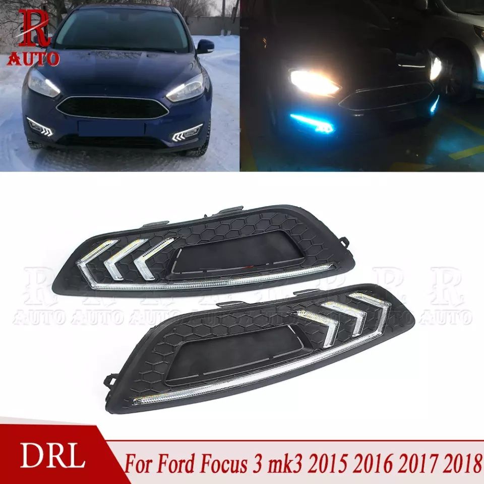 ДХО Форд Фокус туманки LED для Ford Focus 3 2015- Рамки туманок