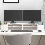 Vidaxl Podstawka Na Monitor, Biała, 100X27,5X15Cm, Lite Drewno Sosnowe