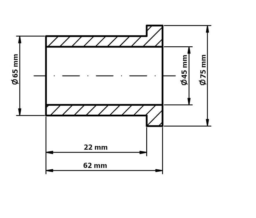 Sworzeń pręt stalowy fi 45 mm hartowany L = 320 mm + tuleje fi 65 mm