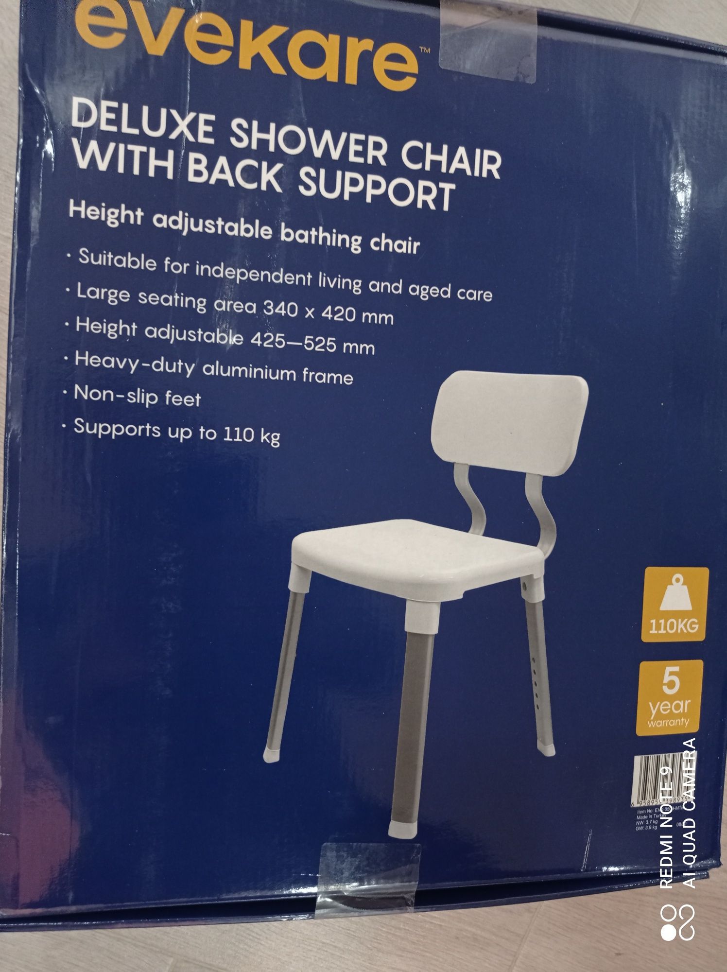 Krzesło łazienkowe prysznicowe, regulowane, najwyższa jakość