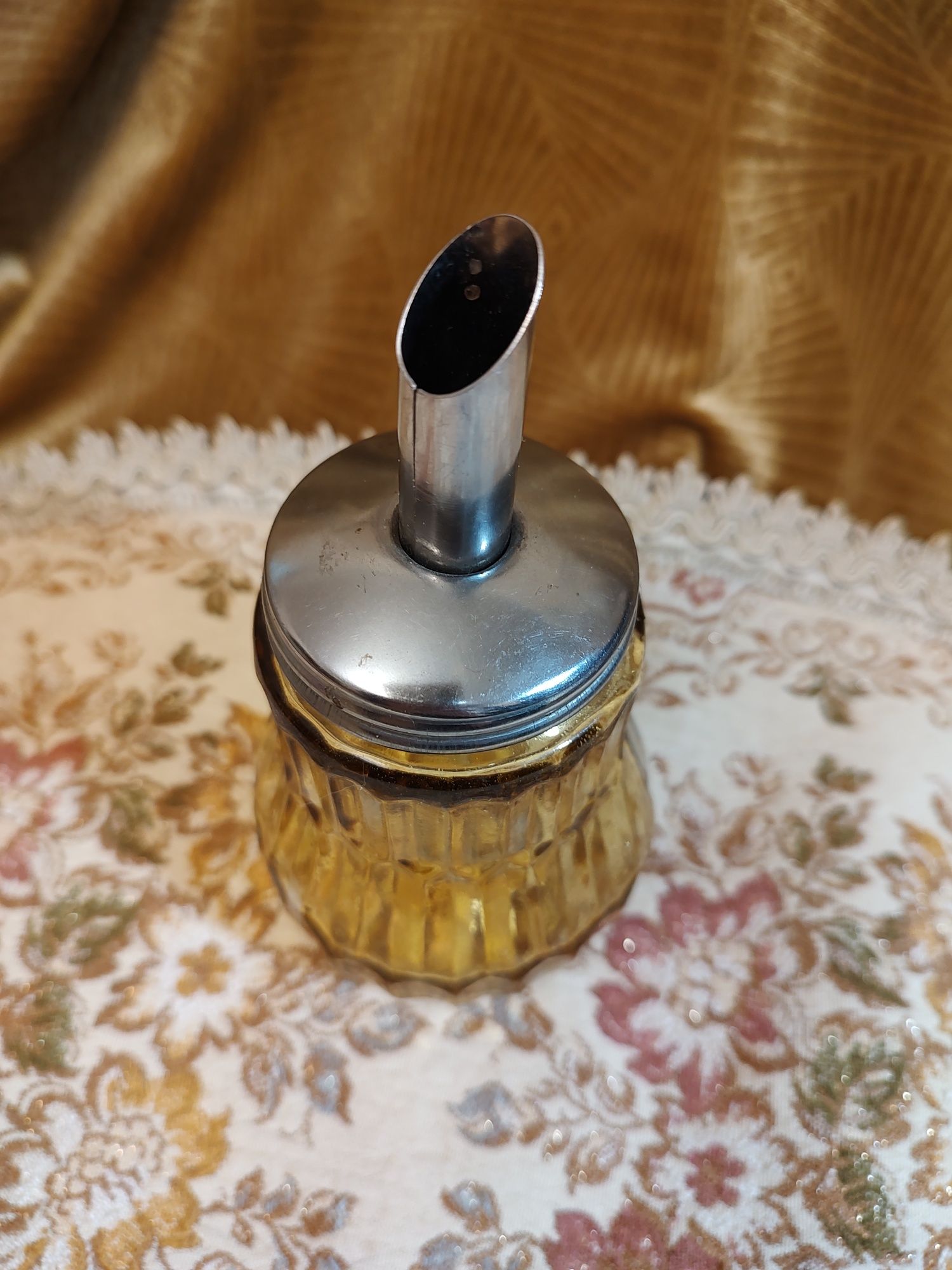 Cukiernica vintage PRL miodowe szkło klasyka