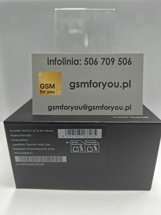 Smartwatch Huawei Watch GT 6 Pro 46mm ATM-B29 Titanium Black Nowy