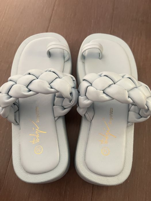 Sandały klapki baby blue Sergio Todzi 36 plecione błękitne niebieskie