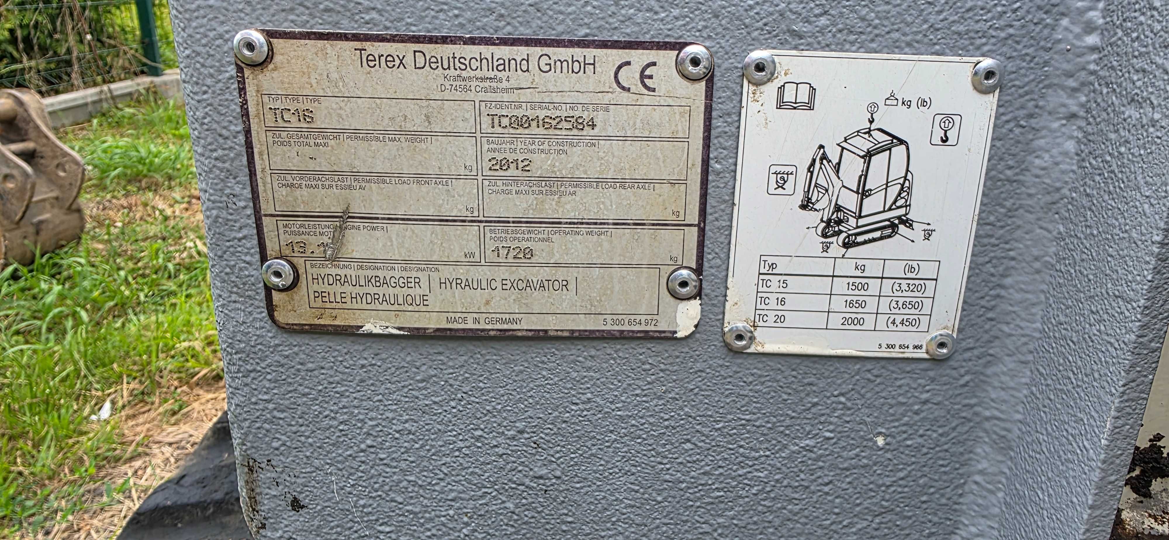 minikoparka TEREX tc16 sprzedam lub zamienię