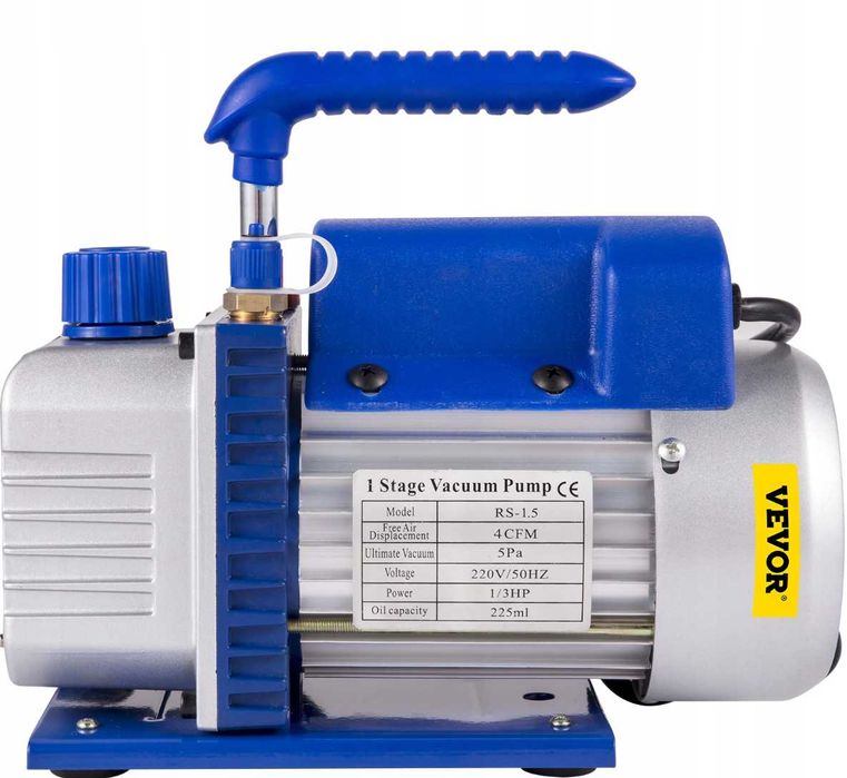 Pompa próżniowa podciśnieniowa chłodnicza 4CFM +manometry