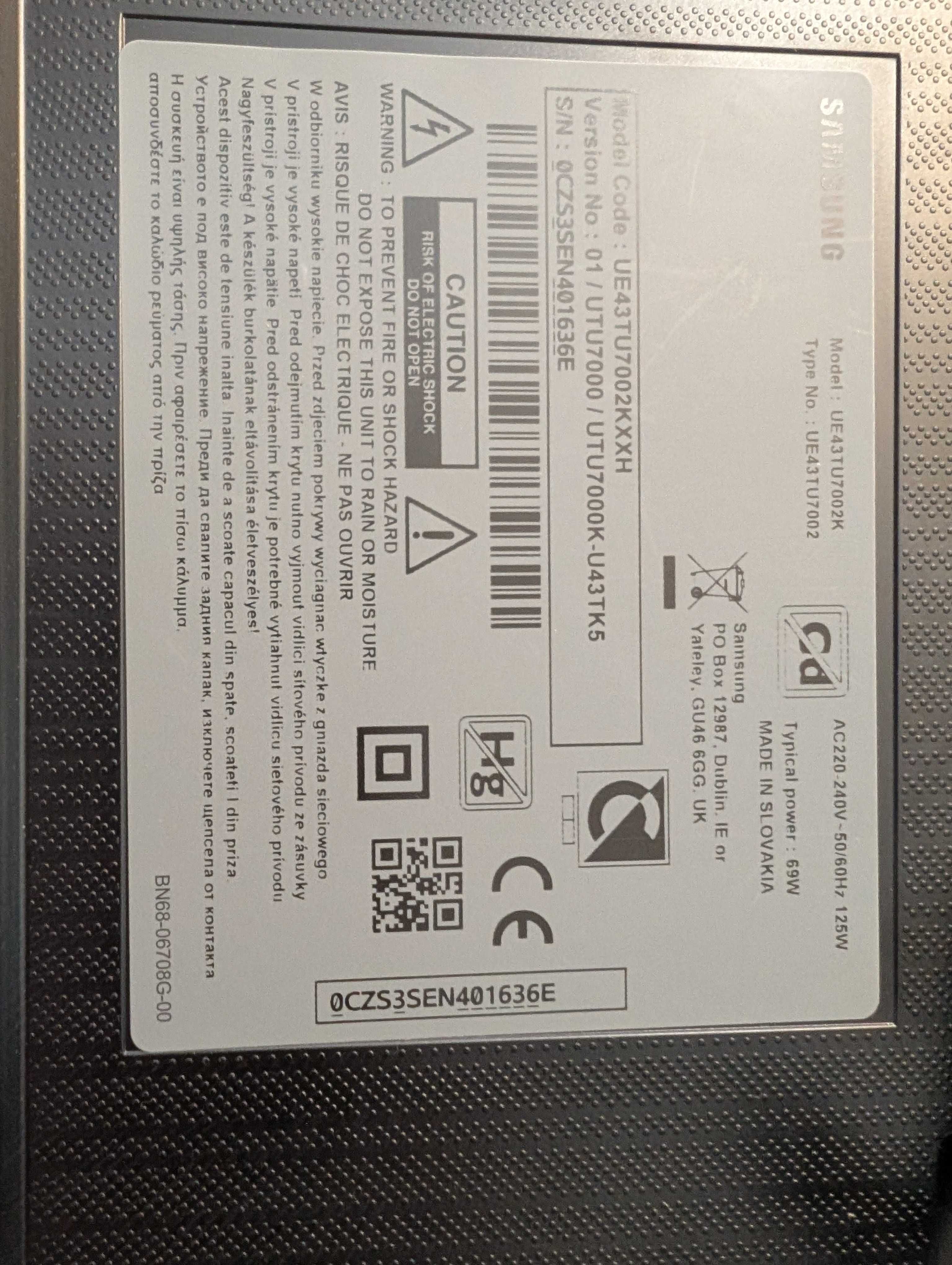 Samsung UE43TU7002K - 43" - 4K UHD - Smart Tv