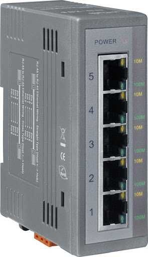Switch przemysłowy na szynę DIN/TH35  ICP DAS NS-205
